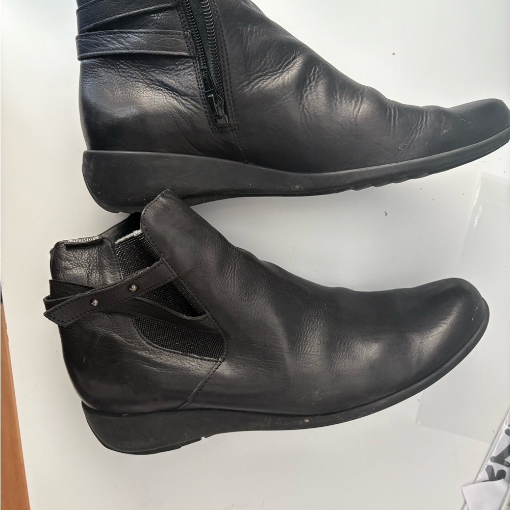 Mephisto Black Leather Ankle Boots